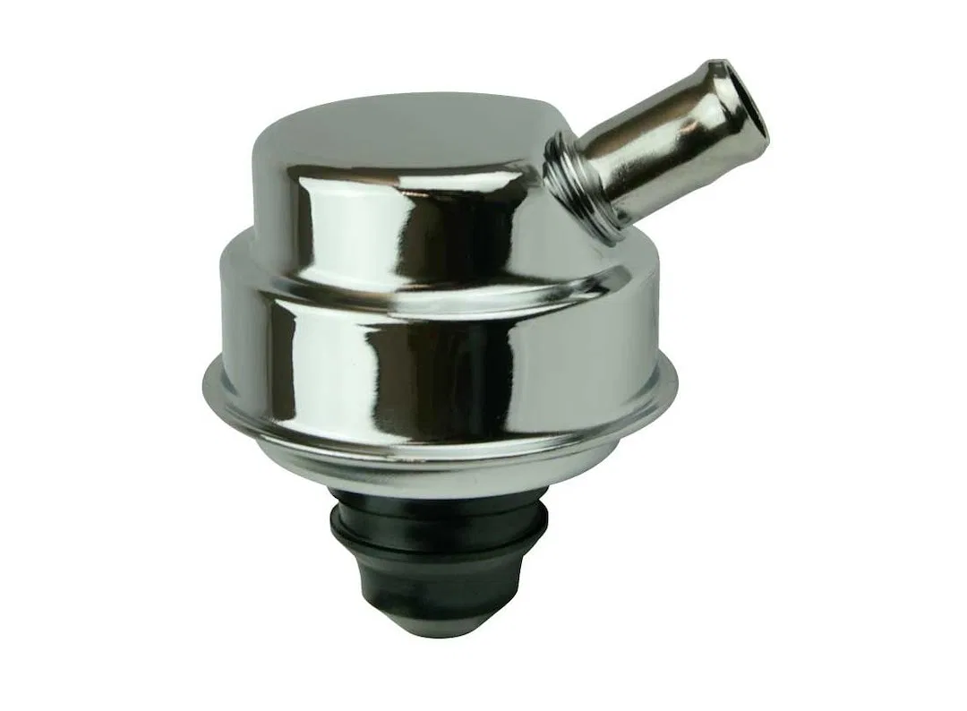 68781 – MOROSO Crankcase Breather Cap, Circle Push-In Style Chrome With Grommet